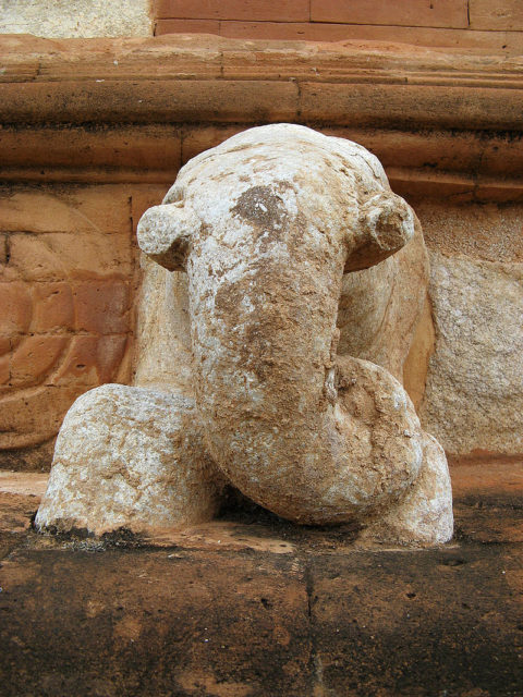 The stupa is decorated with many sculptures of animals  Photo Credit