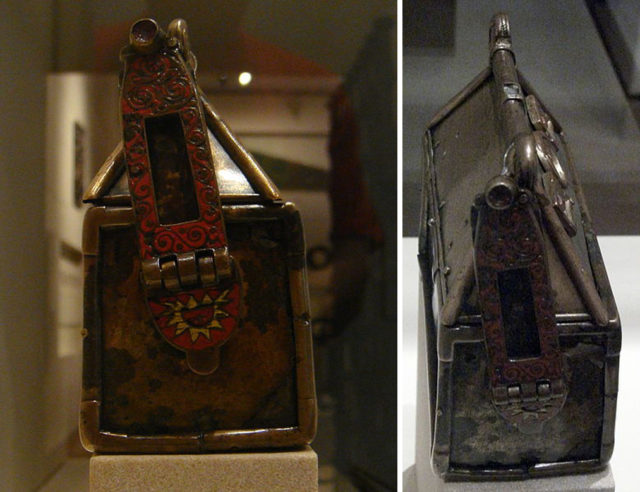 This reliquary is thought to be the Brecbennoch which was carried before the Scots army as it marched into battle. Photo Credit1 Photo Credit2