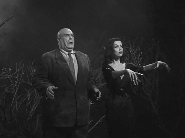 Vampira and Tor Johnson in Plan 9 From Outer Space.
