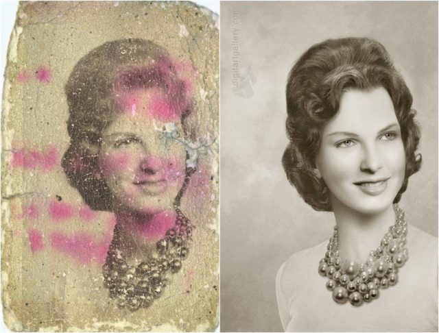 Digital artist skillfully restores severely damaged vintage photos