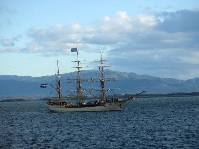 Europa sailing off Ushuaia, Argentina, photo credit