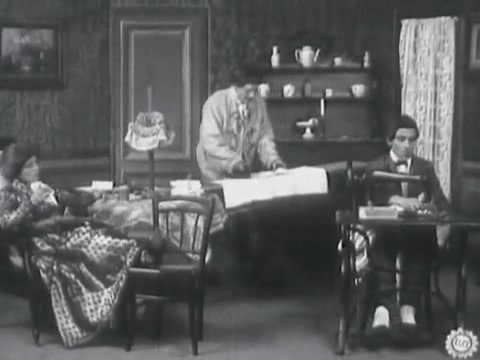 A still from Alice Guy’s Results of Feminism (1906). A comedy in which gender roles are switched