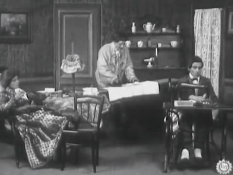 A still from Alice Guy’s Results of Feminism (1906). A comedy in which gender roles are switched 