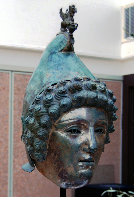 The helmet on display at Christie’s in 2010.