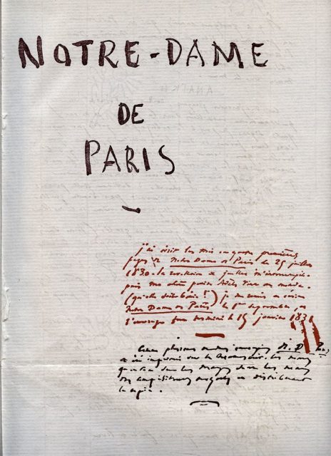 The first page of Victor Hugo’s manuscript of Notre-Dame de Paris. Reproduction from the Autodidactic Encyclopedia Quillet, Tome 3, 1960. Original in the National Library.