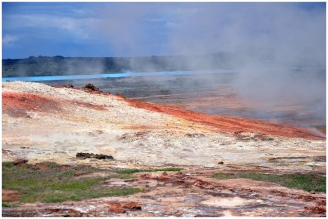 Gunnuhver area of mud pools and steam vents due to its proximity to the ocean is entirely seawater, making it fairly distinguishable from Iceland’s other hot springs. The rocks surrounding are also impressive. Because of the unusual minerals, the landscape shines brightly colored with dazzling oranges and intense blues. Photo Credit