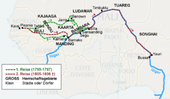 Map of Mungo Park’s journeys in West Africa. Photo credit