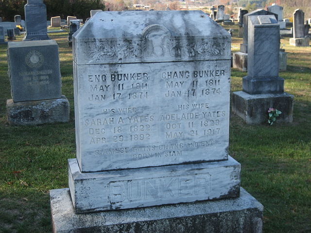 Grave of Eng and Chang Bunker near Mt. Airy, North Carolina, USA Photo Credit