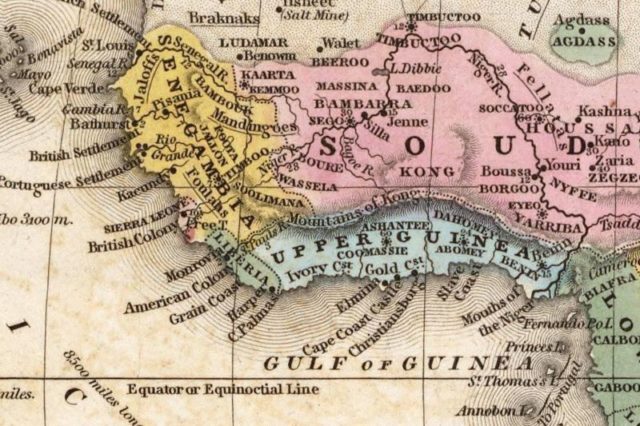 The Mountains of Kong on a West African Map from 1839