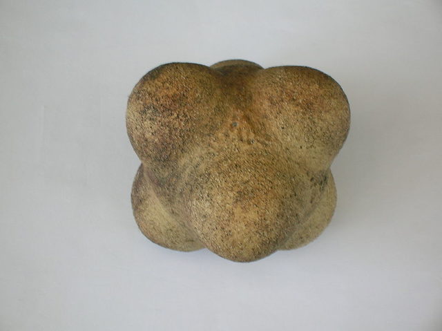 A Carved Stone Ball petrosphere. This example is made from pottery but has the appropriate characteristics of the authentic artifacts. Photo Credit