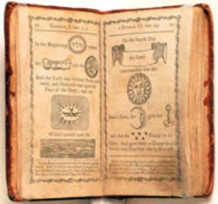This was the first American rebus Bible, a popular form in the late 18th century for introducing children to Bible reading