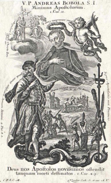 A 1750 illustration of Saint Andrew Bobola’s martyrdom