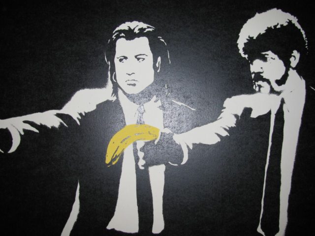 Banksy’s graffiti of an iconic Pulp Fiction scene Photo credit