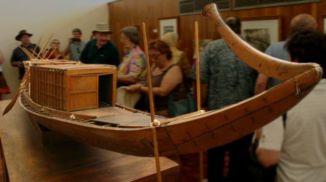 Small reproduction of Khufu at the Giza Solar boat museum, photo credit