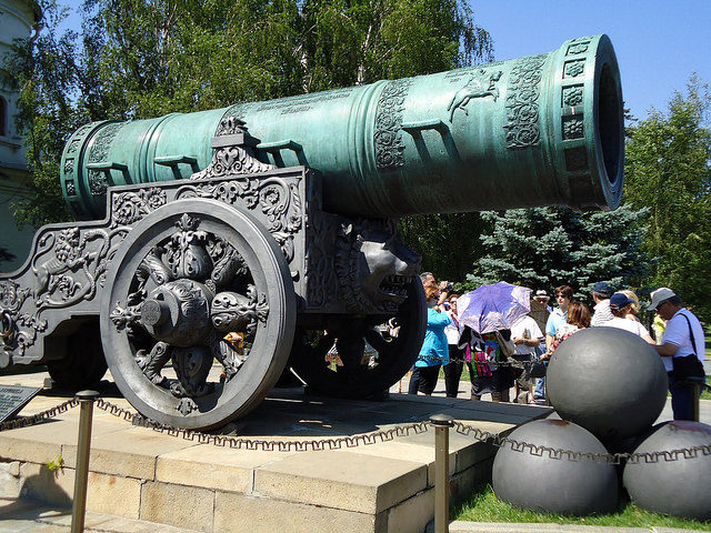 Cast in bronze in 1586 in Moscow by Andrey Chokhov, a Russian master bronze caster. Photo Credit