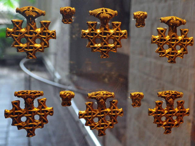 The treasure was washed out on the beach of Neuendorf after a significant flooding in 1872 and 1873 and was discovered by chance by a local fishermen/Closeup of some pendants  Photo Credit