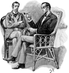 Sherlock Holmes, right, hero of crime fiction, confers with his colleague Dr. Watson