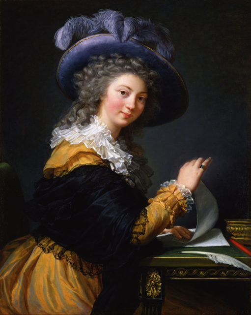 Portrait of a lady folding a letter