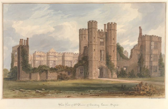 West view of the Ruins of Cowdray House, Sussex, by John Buckler 