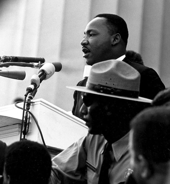 Martin Luther King Jr. delivering “I Have a Dream” at the 1963 Washington D.C. Civil Rights March