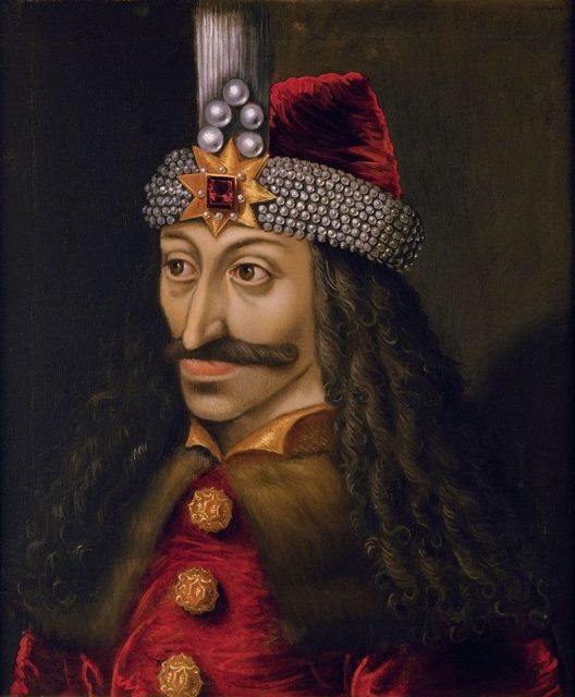 Ambras Castle portrait of Vlad III (c. 1560), reputedly a copy of an original made during his lifetime.