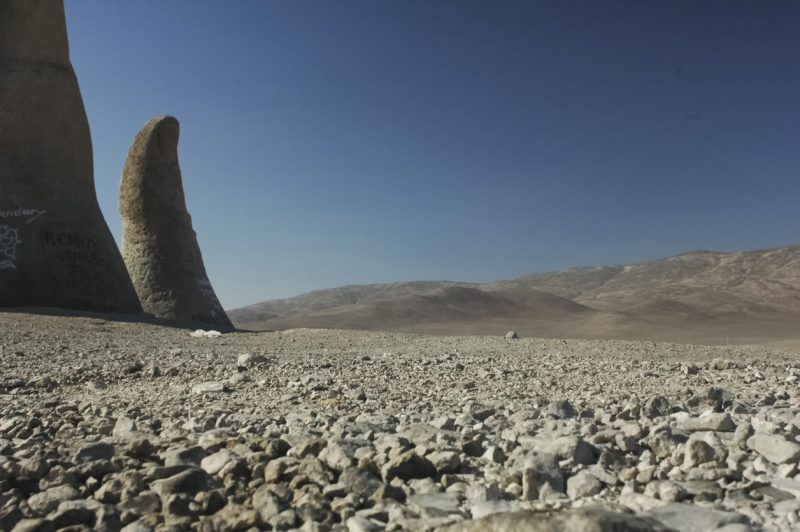 Detail of the hand of the desert sculpture