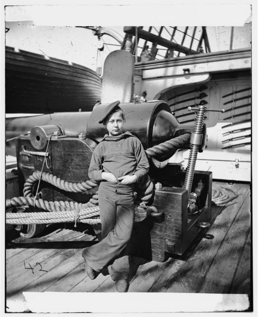 Powder monkey by gun of U.S.S. New Hampshire off Charleston, S.C. . LOC