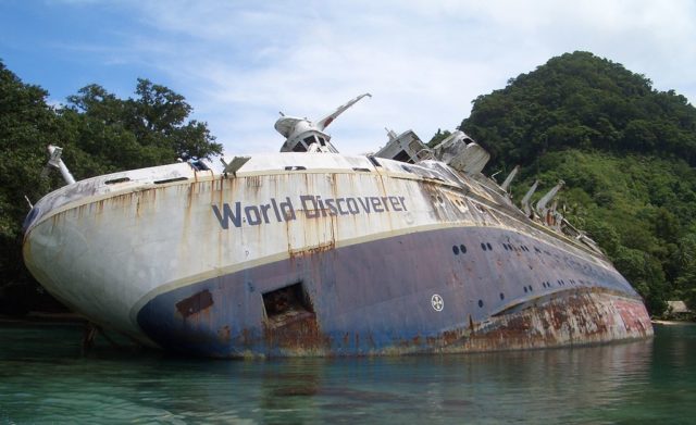 World Discoverer wreck off Guadalcanal. Photo Credit
