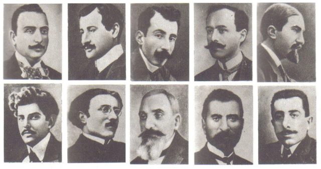 Photo showing some of the Armenian intellectuals arrested on 24th April 1915