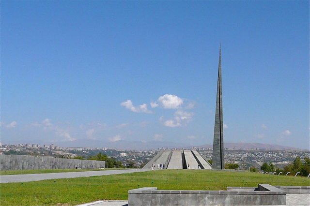The Armenian Genocide Memorial on the hill of Tsitsernakaberd (Yerevan)  photo credit
