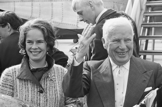 O’Neill and Chaplin at Amsterdam Airport Schiphol, Netherlands, 1965, photo credit