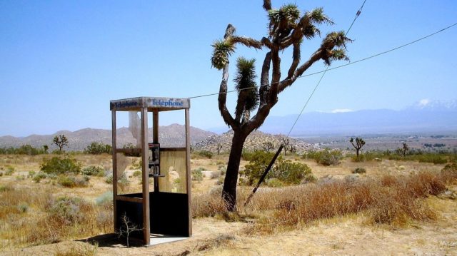 An undated picture of the Mojave phone booth. Photo credit