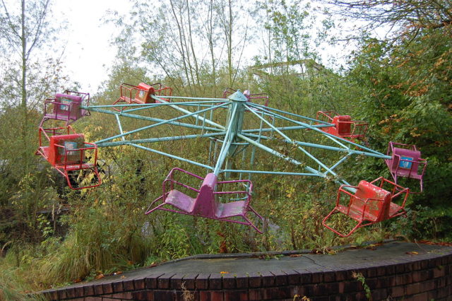 Abandoned rides in the amusement park now seem like the perfect setting for a horror movie. photo credit