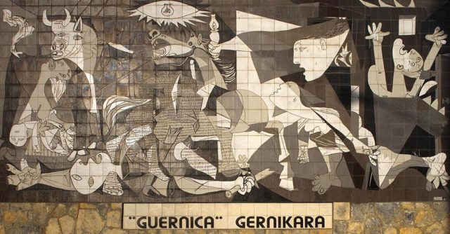 A tiled wall in Gernika claims “Guernica” Gernikara, “The Guernica (painting) to Gernika.” Photo Credit