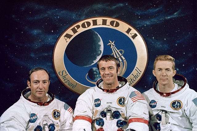 The crew of Apollo 14: Edgar Mitchell, Shepard and Stuart Roosa.