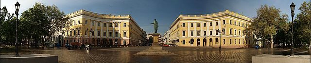 A panoramic view of Primorsky Boulevard, at the top of the Potemkin Stairs.