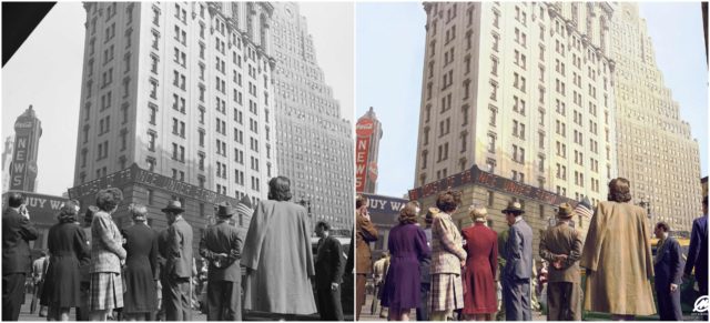 New York On D Day. Original Photo: Library of Congress. Colorized by Marina Amaral