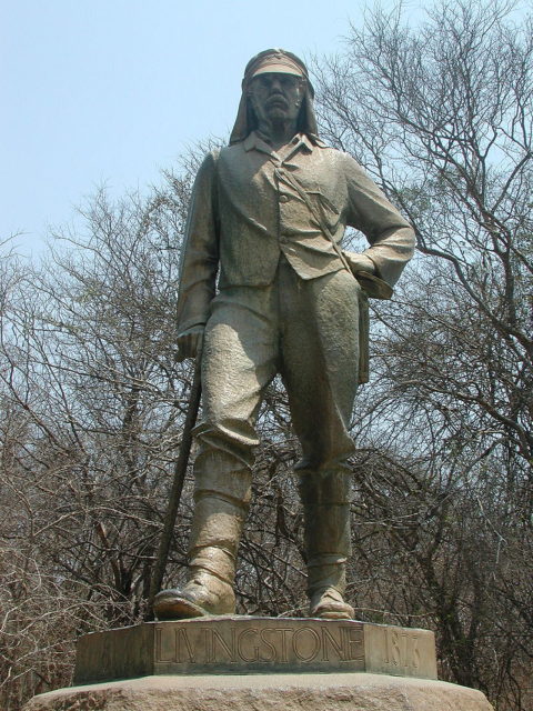 David Livingstone memorial at Victoria Falls, the first statue on the Zimbabwean side Photo Credit