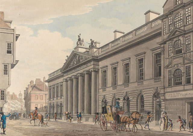 East India House, London, painted by Thomas Malton c. 1800