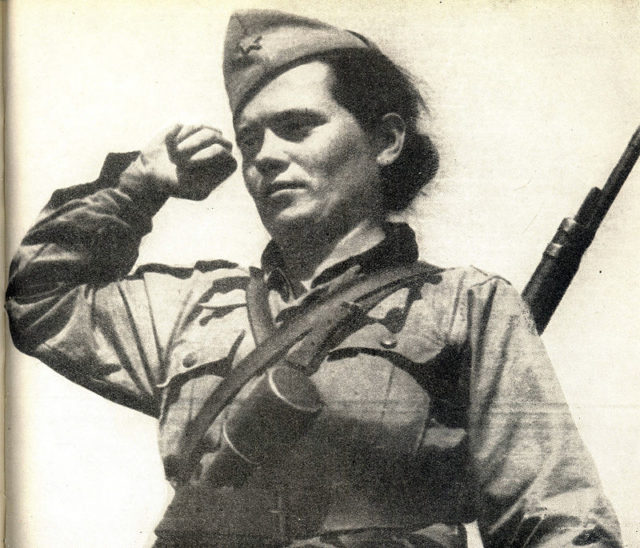 Unknown partisan woman fighter in occupied Yugoslavia