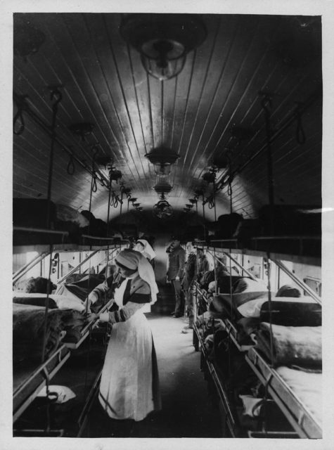David McLellan – Interior of a ward on a British Ambulance Train in France during World War I