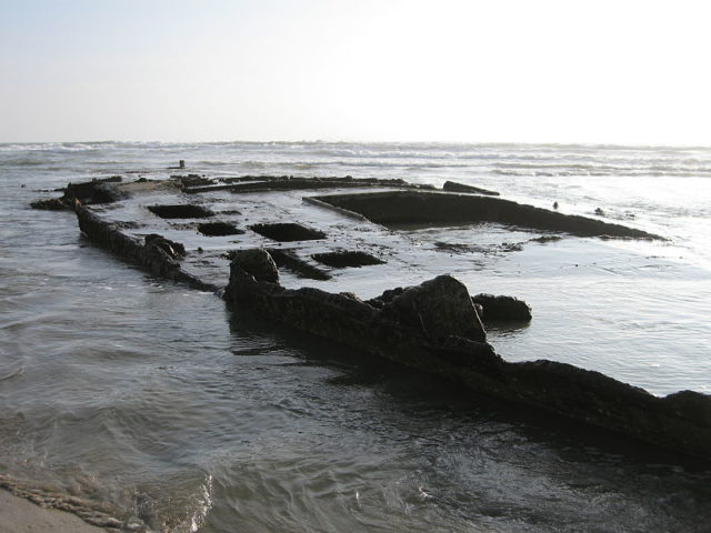 Photos taken at low-tide on 1/30/2010 of the wreck of the SS Monte Carlo near Coronado Shores, Coronado, California. Photo Credit