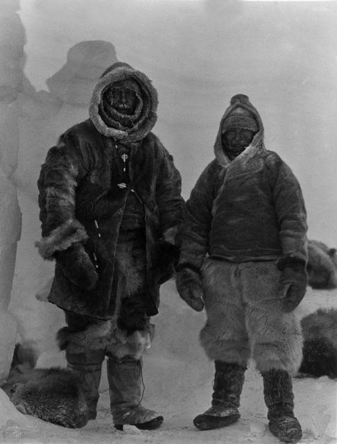 Wegener (left) and Villumsen (right) in Greenland; November 1, 1930