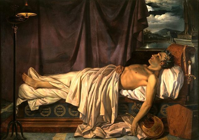 Lord Byron on His Deathbed by Joseph Denis Odevaere.