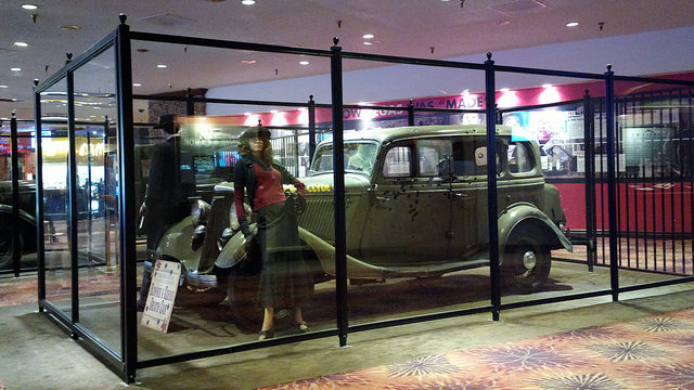 Bonnie and Clyde death car on display at Whiskey Pete’s Casino in Primm, Nevada Photo Credit