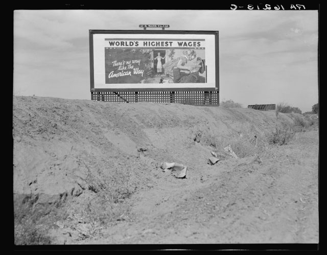 Billboard on U.S. Highway 99 in California. National advertising campaign sponsored by the National Association of Manufacturers  Photo Credit