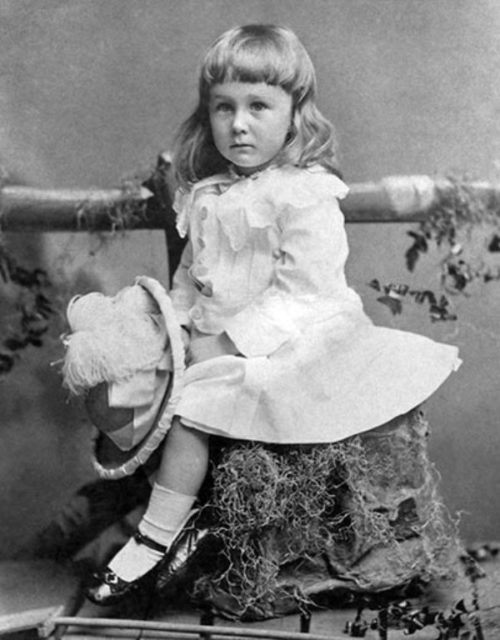 A young, unbreeched Roosevelt in 1884, 2 years old