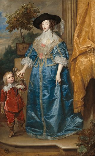 Queen Henrietta Maria with Sir Jeffrey Hudson by Van Dyck.