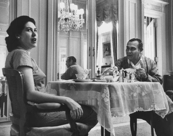 Batista, having breakfast in the Presidential Palace with wife Marta Fernández Miranda, eight months before he fled Cuba