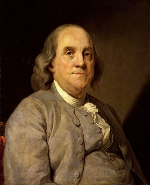 Benjamin Franklin (1706-1790), North American printer, publisher, writer, scientist, inventor and statesman.
